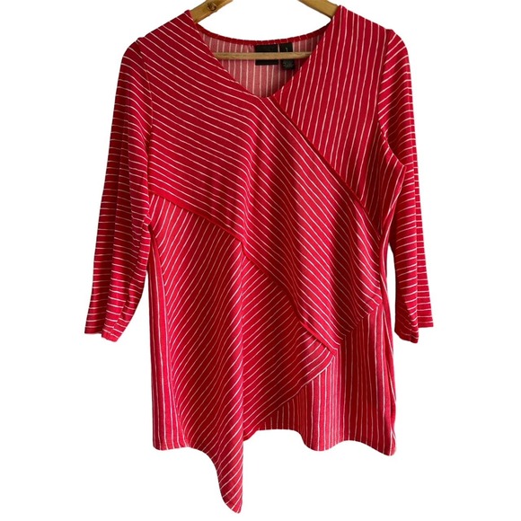Chico's Tops - Chico’s Travelers Women’s Size‎ Medium Asymmetrical Striped Tunic Blouse Top